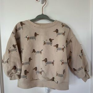 Rylee + Cru Tan Dog Pattern Sweatshirt
